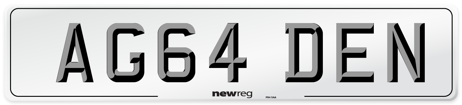 AG64 DEN Number Plate from New Reg
